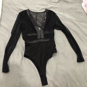 Black lace long sleeve body suit size L